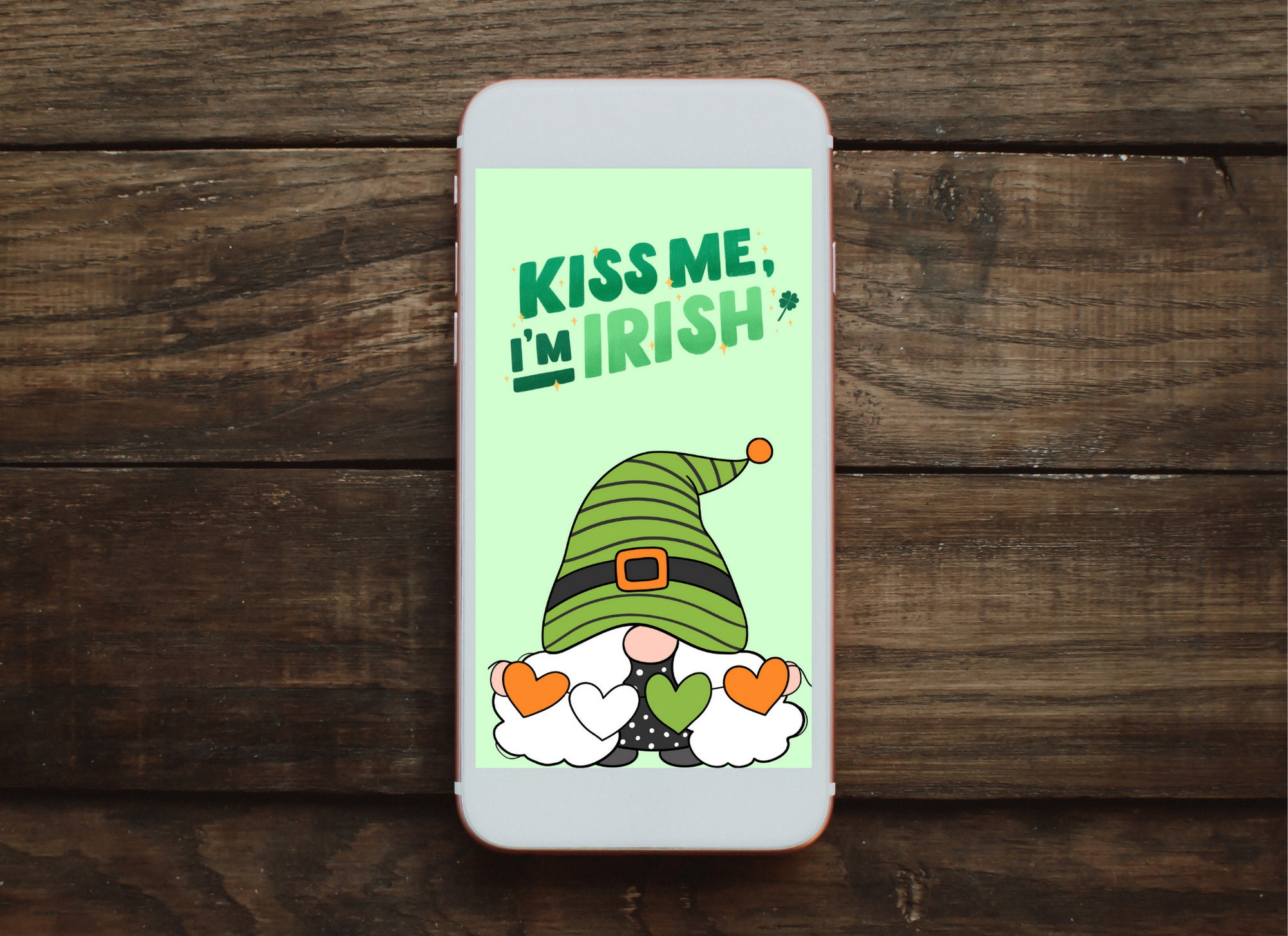 Lucky Irish Gnome Wallpaper Kiss Me I'm Irish Cell Phone - Etsy