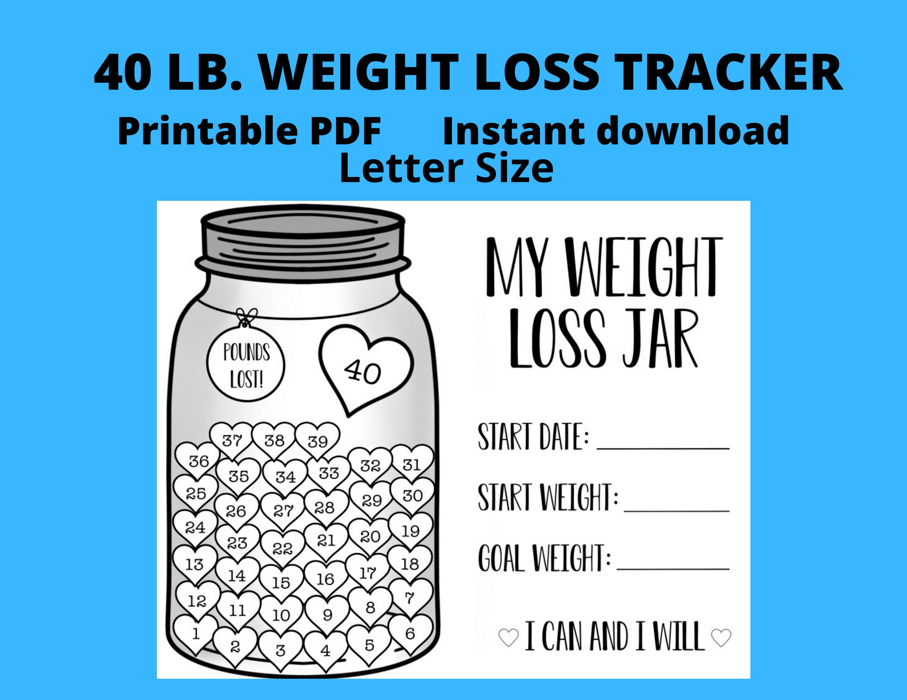 40 Lb Weight Loss Tracker Weight Loss Printable Weight Loss Tracker ...