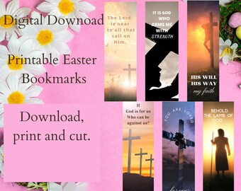 Conjunto de marcadores de versículos bíblicos #3: Conjunto de Pascua de 6 impresiones digitales Imprimibles cristianos Marcadores cristianos