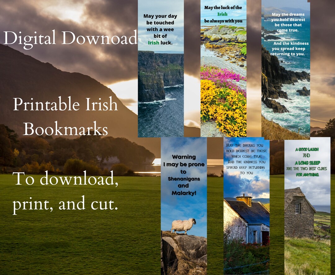 Irish Bookmarks Set #2: Irish Quotes Set of 6 Digital Prints Irish ...