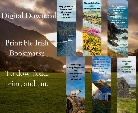 Irish Bookmarks Set 2: Irish Quotes Set of 6 Digital Prints | Etsy