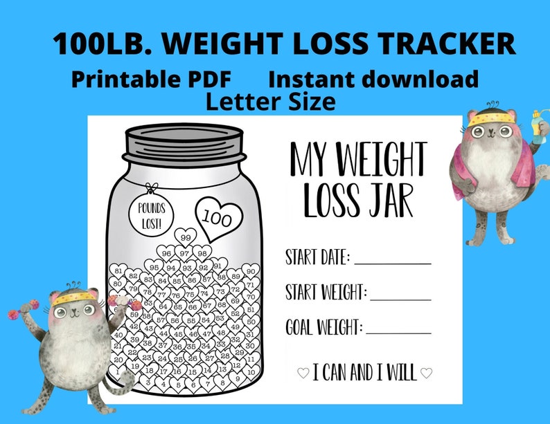 100 Lb Weight Loss Tracker Weight Loss Printable Weight Loss Tracker ...