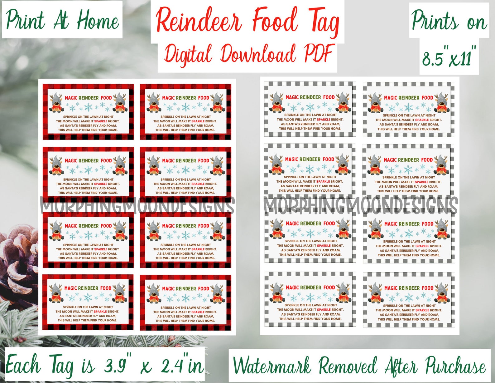 Printable Reindeer Food Tags PDF, Instant Download Christmas Fun for ...