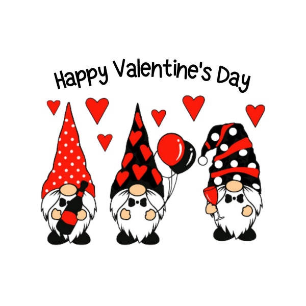 Valentine's Day 2024 PNG, Celebrating Gnomes Instant Download, Loving V-Day Balloons Cheerful Gnomes clipart design PNG File