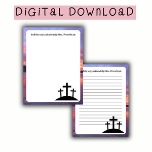 Conjunto de papelería imprimible PDF tamaño carta de EE. UU., paquete de papel de papelería de descarga instantánea, conjunto de páginas cristianas #3, páginas de papelería de versículos bíblicos