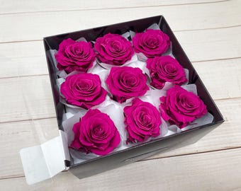 Magenta Pink Preserved Rose Dried Flowers Wedding DIY Home Decor floral arrangement