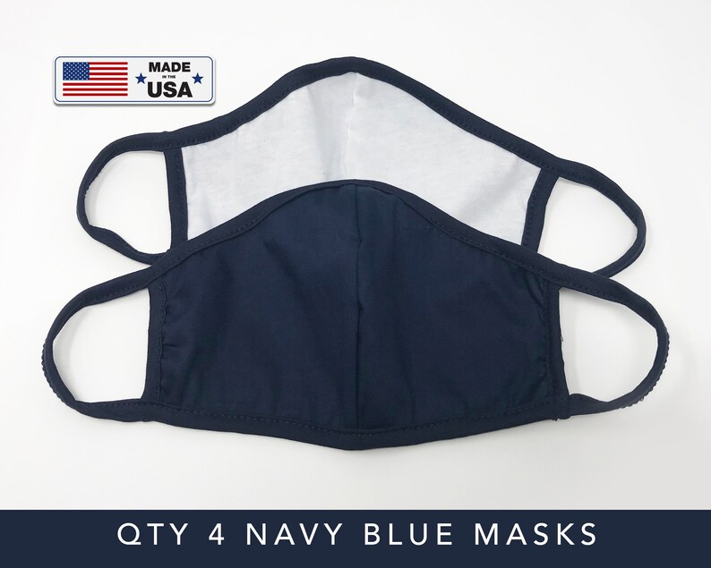 4 Navy Blue Face mask Adult size Qty 4 Cover face cloth in Etsy