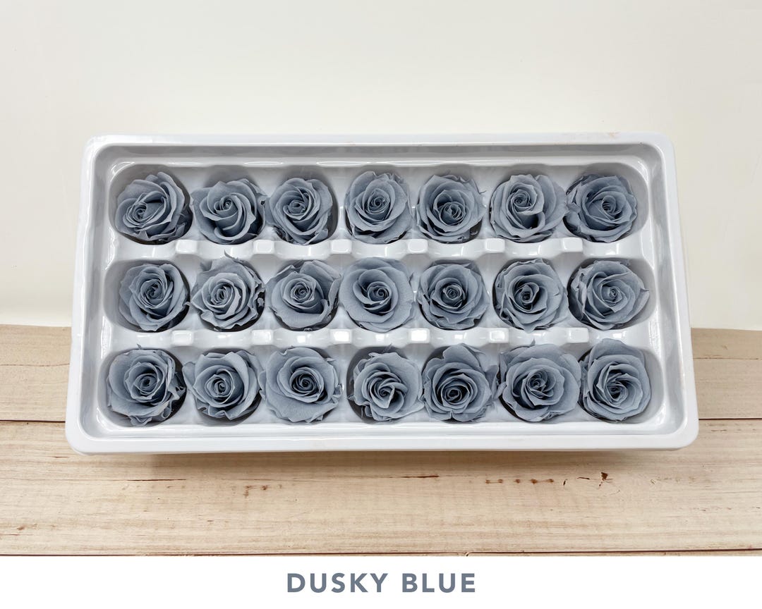 Dusky Blue Rose Preserved Qty 21 Wedding Decor Rose Floral Arrangement ...