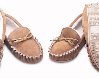 Schapenvacht mocassinpantoffels heren