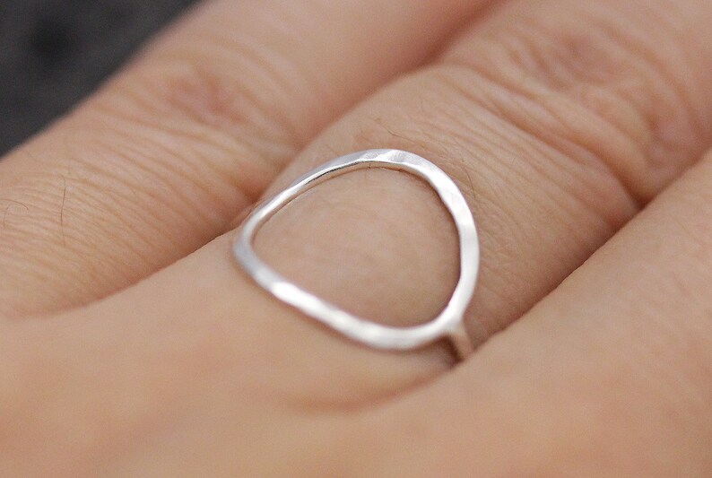 925 stering silver big open circle hammered band ring
