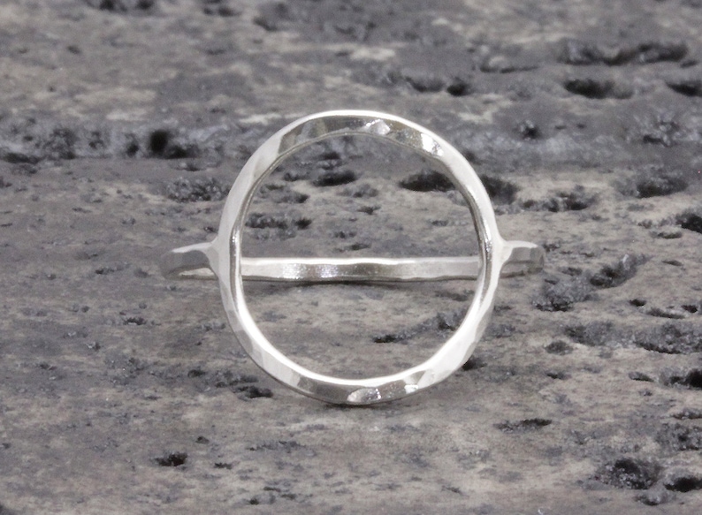 925 stering silver big open circle hammered band ring