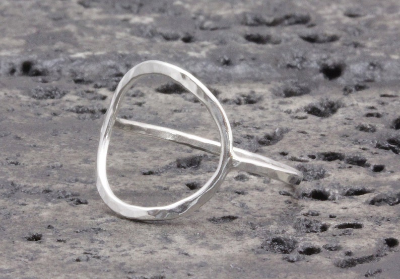 925 stering silver big open circle hammered band ring