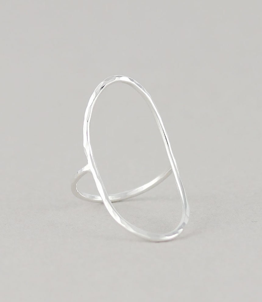 Large Open Oval Hammered Ring, Oval Ring, Geometric Ring, gift for he…