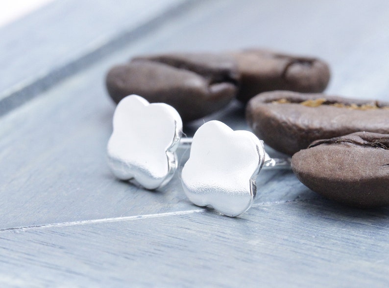 925 stering silver shiny clover stud earrings E/_00048