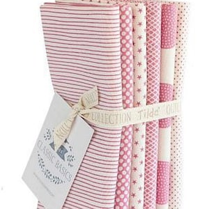 Tilda’s Basic Collection Fat Quarter Bundle of 6 Light Blue, Pink or Grey