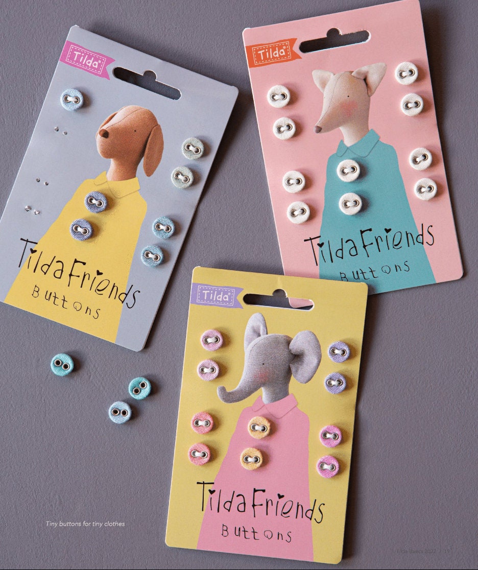 Tilda Friends Chambray Buttons Cool or Warm  Colors 9mm 10p