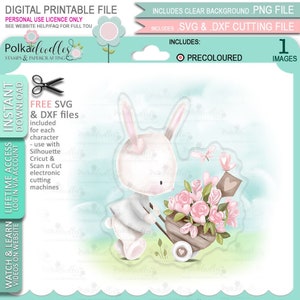Leuke digitale stempel afdrukbare clipart voor kaarten, kaarten maken, ambacht - Love You Cart Loads - kleur schattig Konijn Konijn