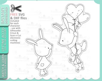 Cute card making/crafting Digital Stamp printable clipart - Your Love Lifts Me Up Balloon - cute Bunny Rabbit