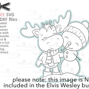Muñeco de nieve de Navidad Elvis Wesley Moose - Lindo sello digital clipart imprimible para tarjetas, fabricación de tarjetas, artesanía, pegatinas -