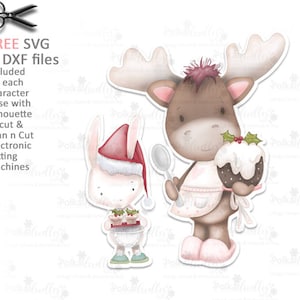 Christmas Pudding/Baking (colore) Elvis Wesley Moose reindeer - Simpatico timbro digitale stampabile clipart per carte, cartografia, artigianato, adesivi