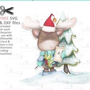 Christmas Carol Singing Tree (colore) Elvis Wesley Moose - stampabile artigianato digitale timbro scaricare con file SVG / DXF gratuiti