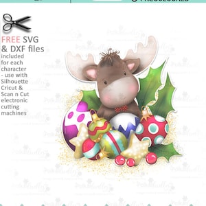 Bauble Decorations (precolorato) Elvis Wesley Moose - stampabile timbro digitale artigianale download con file SVG / DXF gratuiti