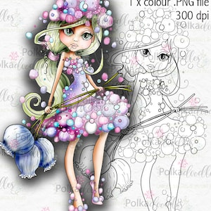 Darling Buds Hyacinth Fairy Flower girl - Cute Digital Stamp printable clipart for cards, cardmaking, craft, stickers