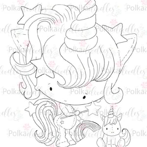 Unicorn - Digital Stamp (black/white) - Lil Miss Sugarpops craft digi download