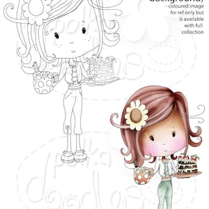 Let&#39;s Have coffee and cake Winnie    -Cute Digital Stamp printable clipart for cards, cardmaking, crafting