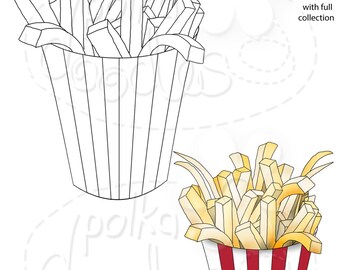 French Fries/chips/fast food - Digital Stamp download