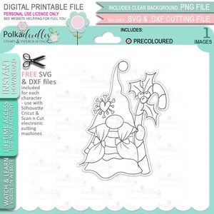 Candy Cane Gnome Weihnachten Festlicher Spaß - (Farbe) - Süßer digitaler Stempel druckbare Clipart für Karten, Kartenherstellung, Basteln
