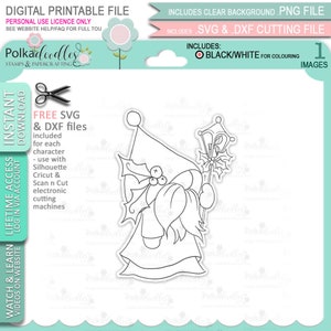 Wichtel mit Laterne Weihnachten Festlicher Spaß - (Farbe) - Süßer digitaler Stempel druckbare Clipart für Karten, Kartenherstellung, Basteln