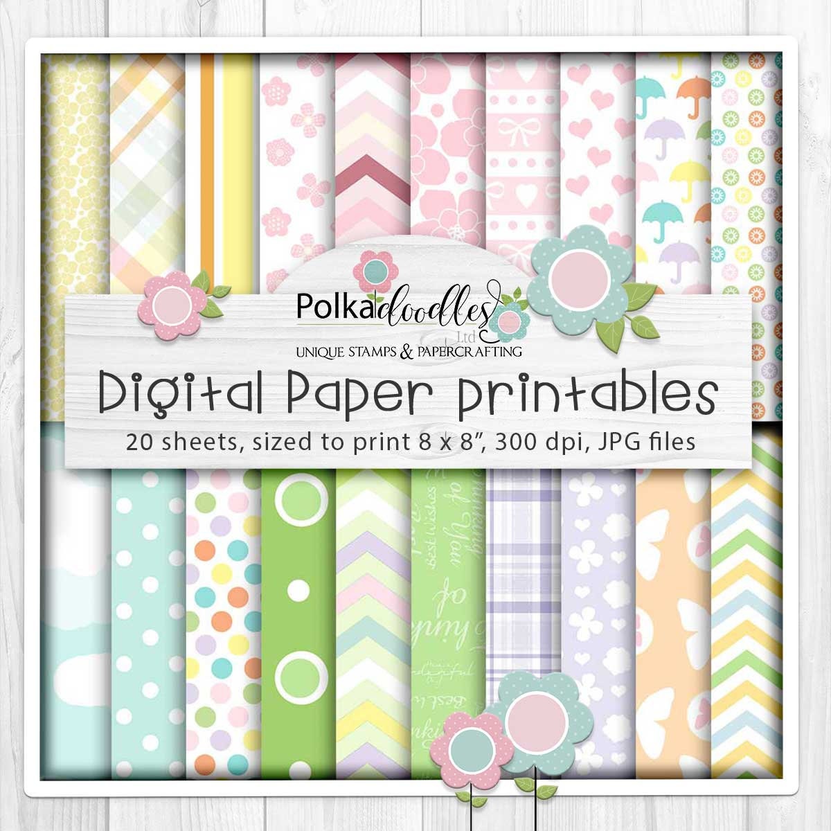 Easter/spring Digital Paper Bundle. Cute Digital Stamp - Etsy Denmark