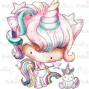 Unicorn - Digital Stamp (colour) - Lil Miss Sugarpops craft digi download