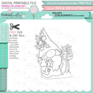 Wichtel Briefkasten/Briefe Weihnachten Festlicher Spaß - - Niedliche digitale Stempel druckbare Clipart für Karten, Kartenherstellung, Basteln