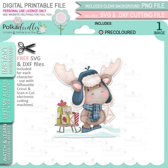 Snowy Sleigh colour Elvis Wesley Moose Reindeer Cute - Etsy Canada