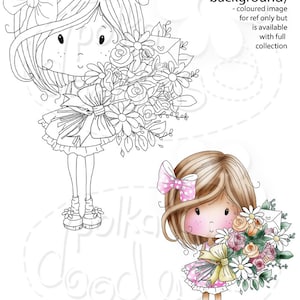 A bouquet of flowers Just for you Winnie    -Cute Digital Stamp printable clipart for cards, cardmaking, crafting