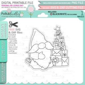 Gnome Regalo / paquetes del árbol de Navidad Diversión festiva de Navidad - - Lindo sello digital clipable clipart para tarjetas, fabricación de tarjetas, elaboración