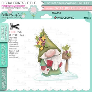 Wichtel Briefkasten/Briefe Weihnachten Festlicher Spaß - (Farbe) - Süße digitale Stempel druckbare Clipart für Karten, Kartenherstellung, Basteln