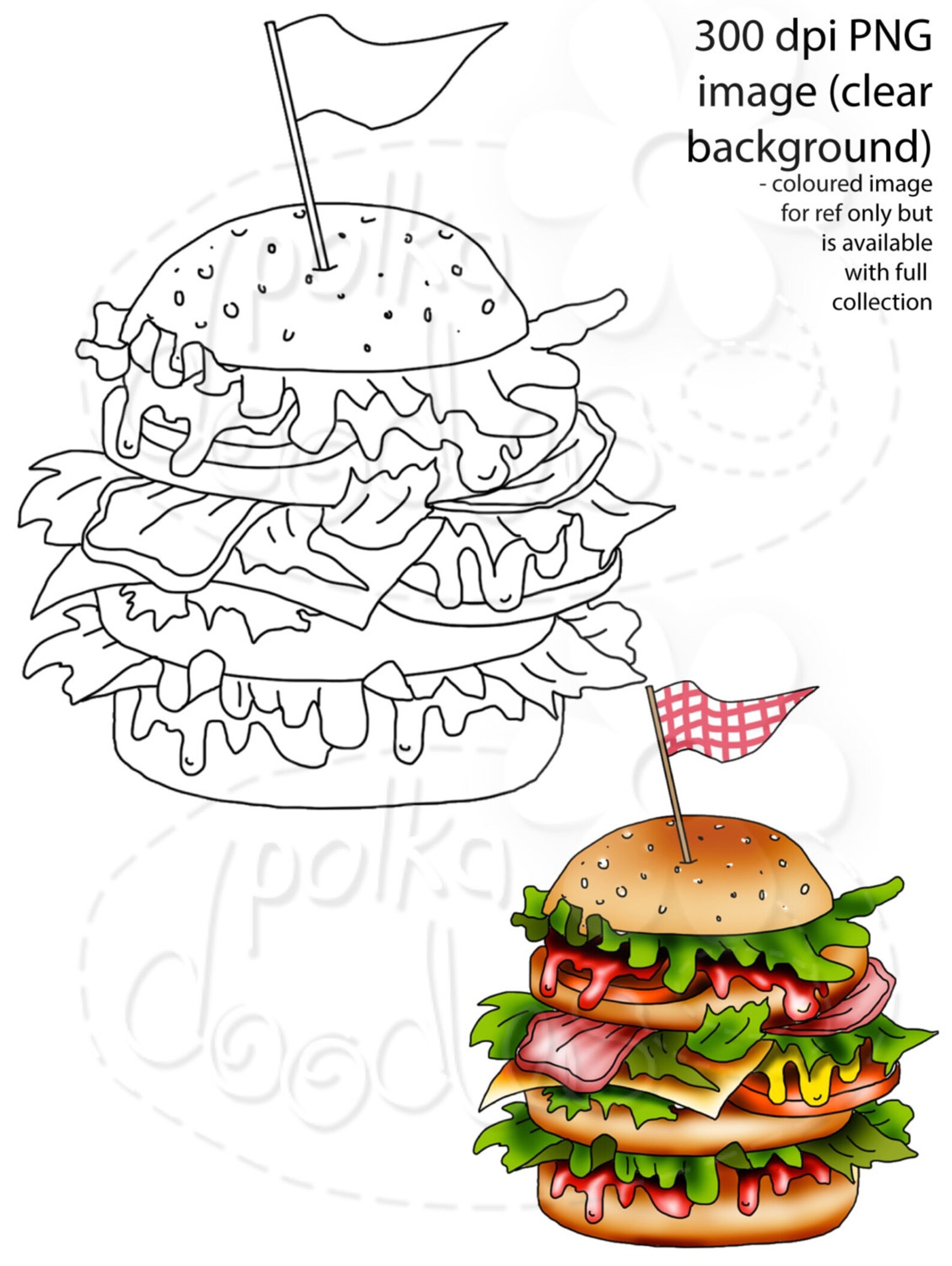 Burger/chips/ Fast Food Digital Stamp Download Etsy