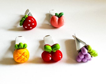 Car Vent Clips, Kawaii Car Decor, Cute Car Accessories, 5pcs Cute Car Decor, Car Air Freshener Clip, Fruit Vent Clips, Fruit Decor