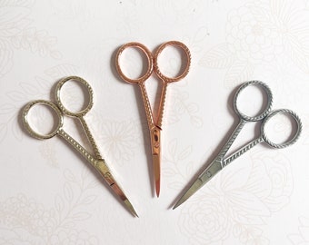 Gold embroidery scissors, Rose gold embroidery scissors, Silver embroidery scissors, sewing gifts, snips, small scissors, sewing scissors