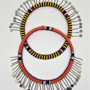 GRATIS Massai Geschenk beim Kauf! Unisex, Tribal Perlenhalskette Handgemacht in Masai Mara, Kenia, Einzigartiger Afrikanischer Schmuck für Männer und Frauen