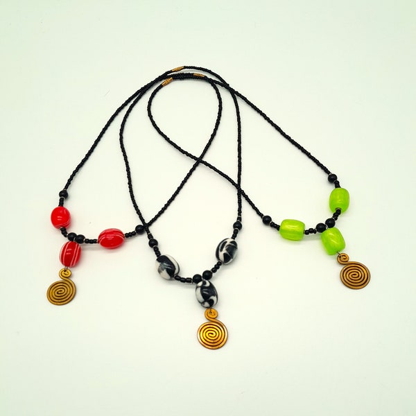 African Maasai Glass Beads and Brass Necklace, Women, Girls, Made by the Maasai village "Mama's" in Masai Mara, Kenya