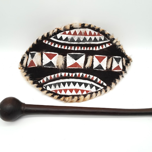 Inventory SALE! African Maasai Warrior Set, Small Maasai Shield and Rungu (Throwing Stick), Spear, Masai Mara, Kenya, Collectors Item