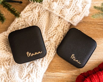 Mama Mini Travel Jewelry Box: Personalized Leather Jewelry Case