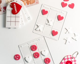 Valentine’s Day tic tac toe classroom gifts, acrylic tic tac toe, puppy love gifts, gifts for kids, kids games