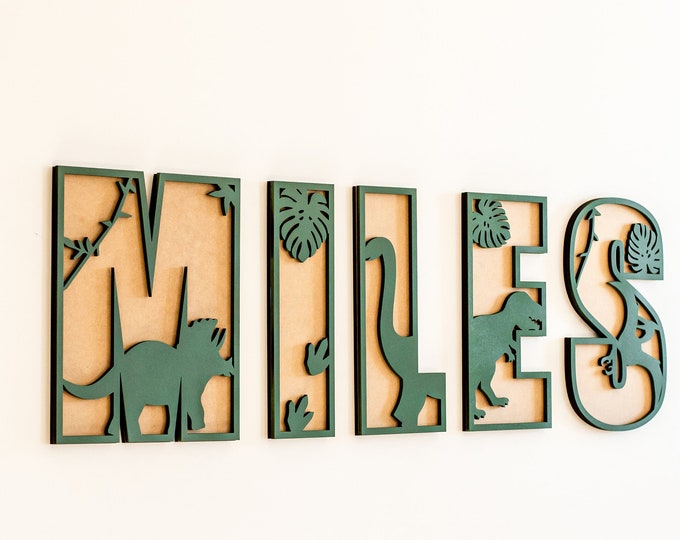 Personalized Dinosaur Name Sign: Layered Wooden Nursery Decor