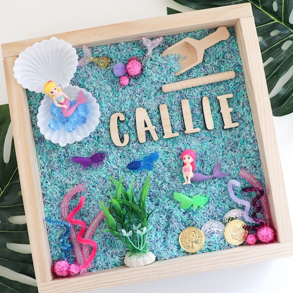 Kids Sensory Kit, Mermaid sensory bin, montessori play kit, ocean mix personalized sensory kit, personalized sensory tray under the sea