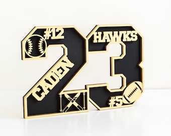 Varsity number graduation gift, Senior athlete gift, graduation decor, varsity sport keepsake, 2023 graduation party decor